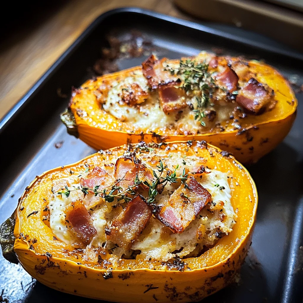 Butternut farcie aux lardons et au chèvre